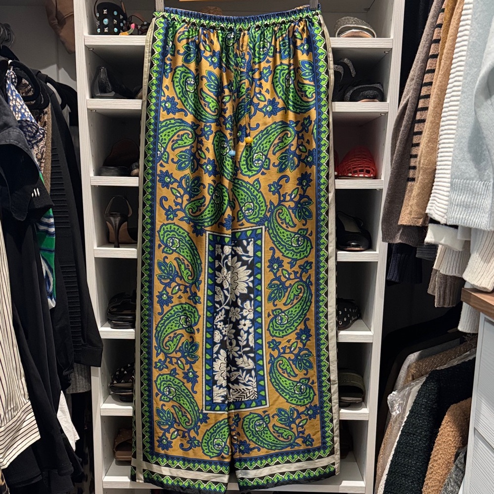 Vibrant Paisley Straight -Leg Pants